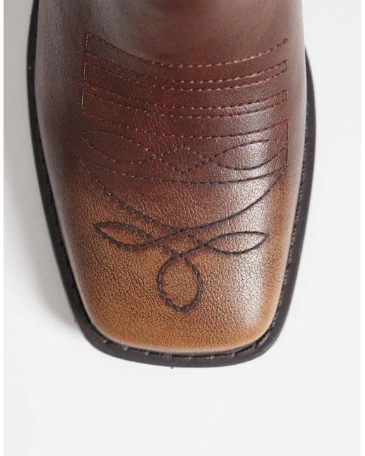 Glamorous Brown Square Toe Cowboy Knee Boots