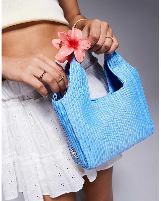 River Island Blue Raffia Mini Bag