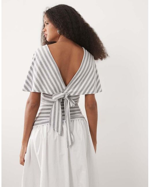 ASOS White Plunge Sleeveless Tie Back Cinch Top