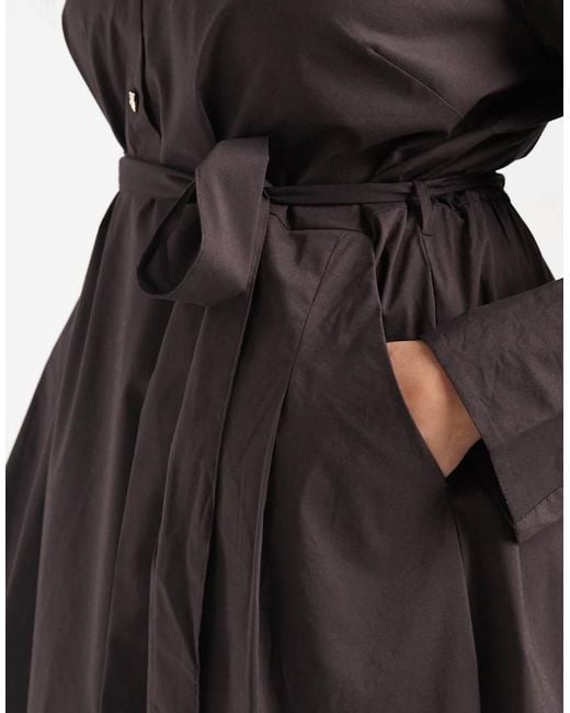 Vero Moda Black Belted Poplin Midi Shirt Dress
