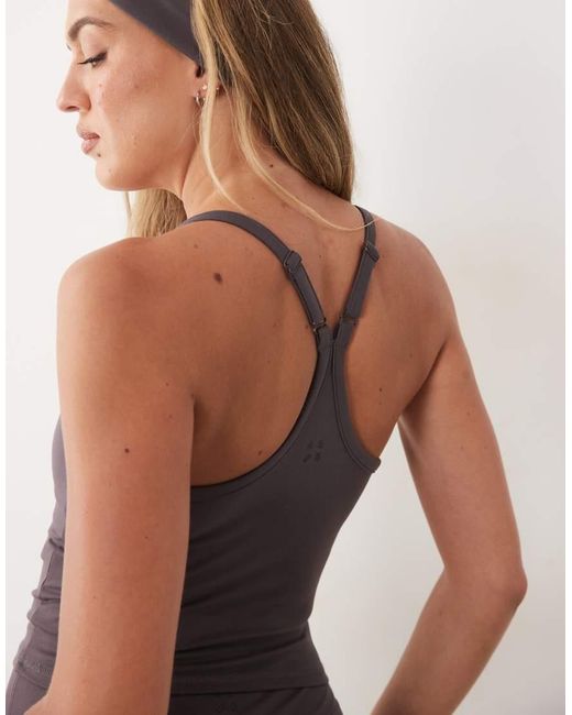 4505 Gray Icon Yoga Cami With Inner Bra And Adjustable Straps