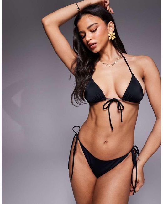ASOS Black Maya Rio High Leg Tie Side Bikini Bottom