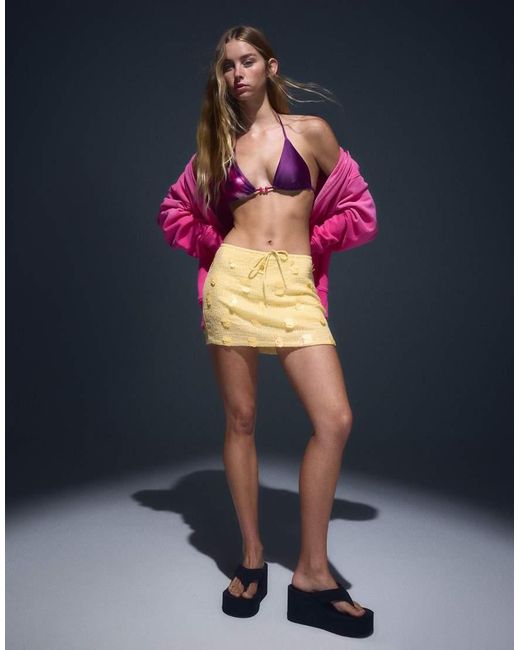 Bershka Blue Sequin Mini Skirt
