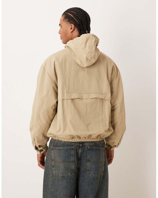 Pompeii UK Natural Pompeii Technical Nylon Hooded Windbreaker Jacket for men