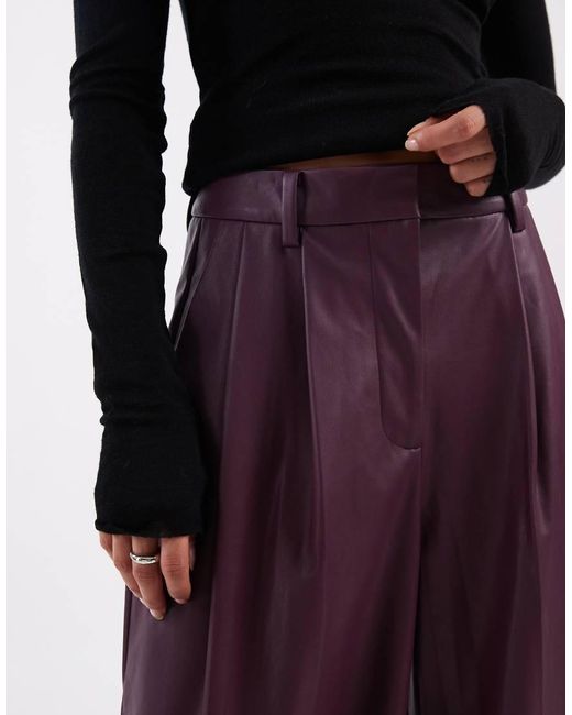 Miss Selfridge Purple Faux Leather Wide Leg Pants