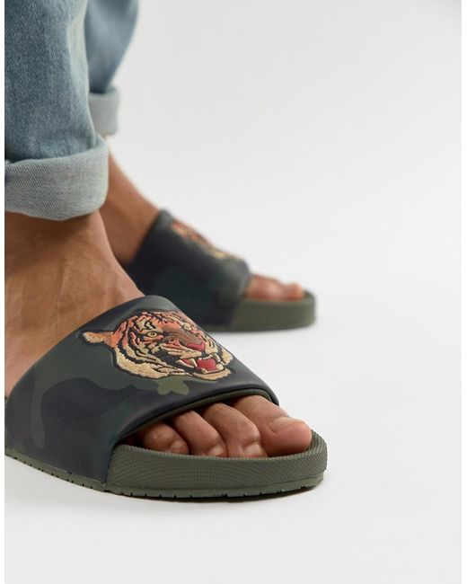 Polo Ralph Lauren Cayson Summer Sliders Tiger Camo Print In  display picture 1