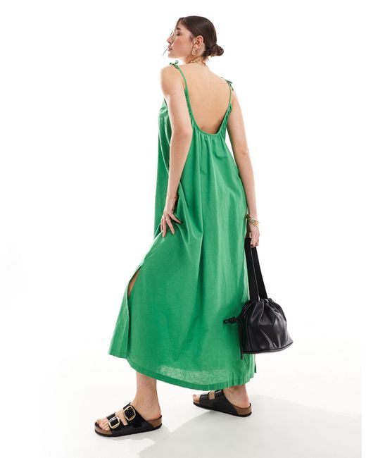 JJXX Green Linen Blend Maxi Dress