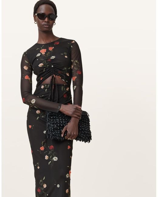 AllSaints Black – kathy – kleid aus netzstoff
