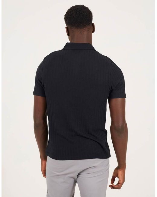 Brave Soul Blue Textured Short Sleeve Polo Shirt for men