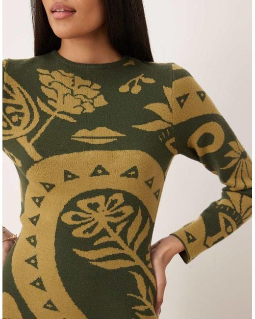 Never Fully Dressed Green Knitted Mini Jumper Dress Co-Ord