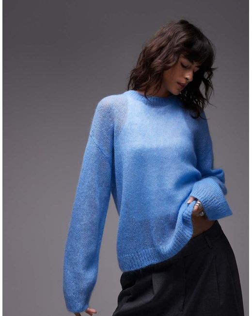 ARKET Blue Sheer Mohair And Wool Blend Knitted Sweater