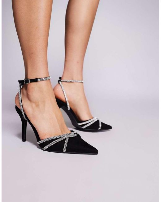 New Look White Embellished Cross Over Heeled Sandals