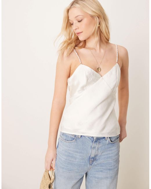 Abercrombie & Fitch White Bare Back Pearl Shell Cami Top