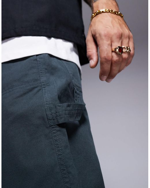 ASOS Blue baggy Fit Chino Trouser With Carpenter Detail for men