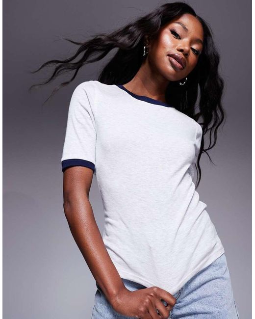 River Island White Short Sleeve Clean Top