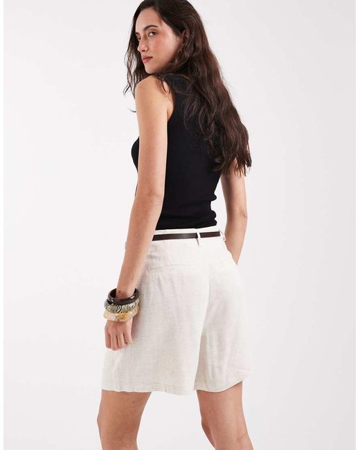 ONLY Natural Linen Mix Tailored Short