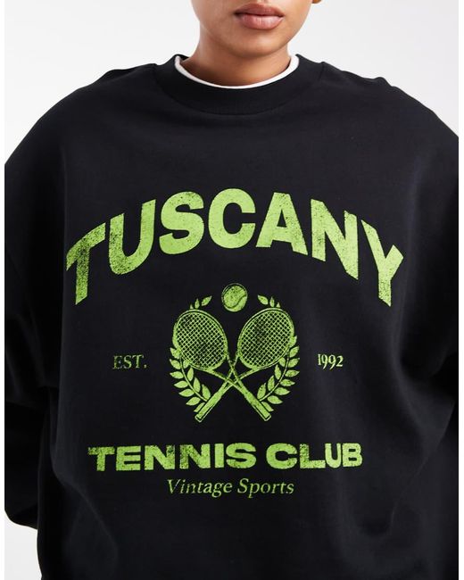 ASOS Black Asos Design Curve Oversized Sweatshirt With Tuscany Graphic