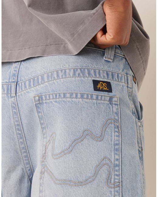 Bermuda en jean noué à la taille avec poches arrière brodées - moyen délavé ASOS pour homme en coloris Gray