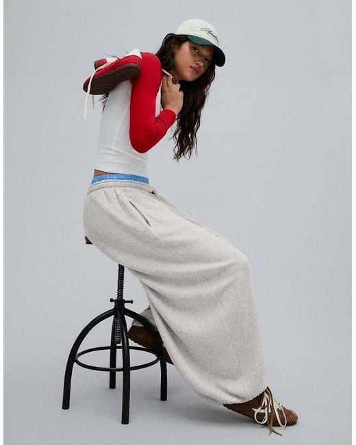 Bershka Gray Balloon Fit Plush Trousers