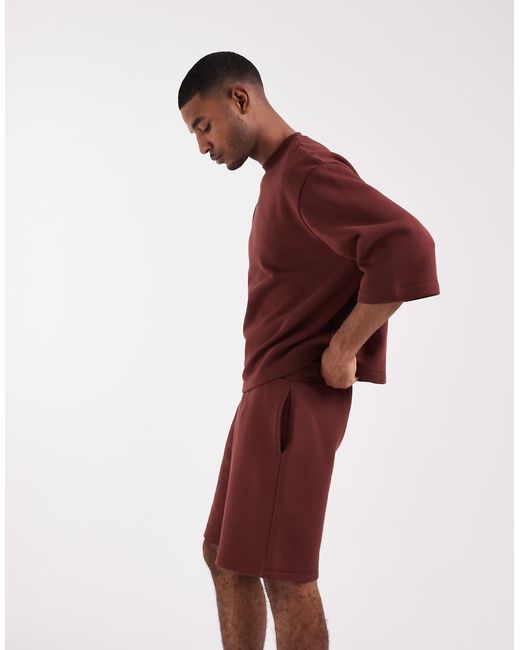 ASOS Red Oversized Longer Length Jersey Bermuda Shorts for men