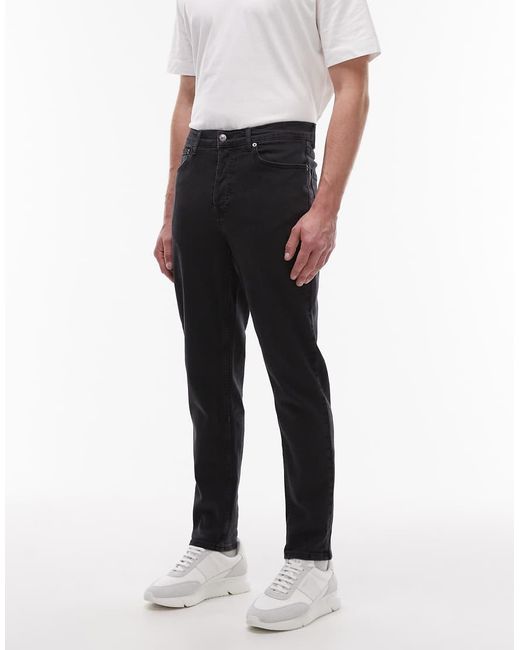 Topman Black Stretch Tapered Jeans for men