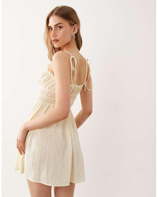 ASOS Natural Faith Beach Shirred Mini Sundress