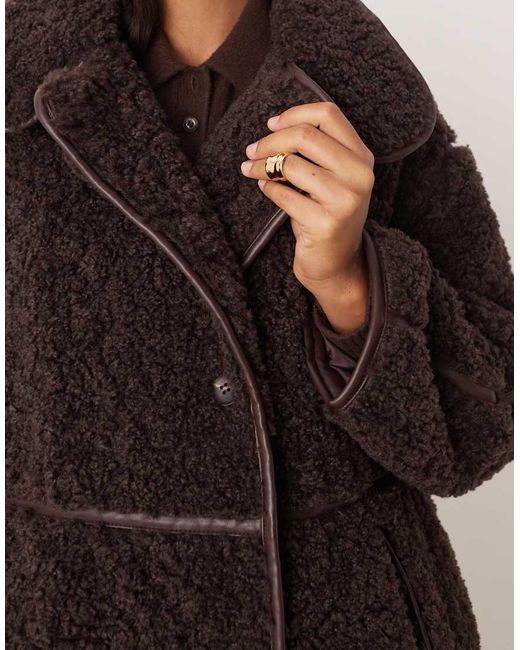 ASOS Natural Longline Shearling Coat