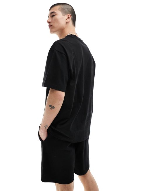 Bershka Black Boxy T-shirt & Short Set for men