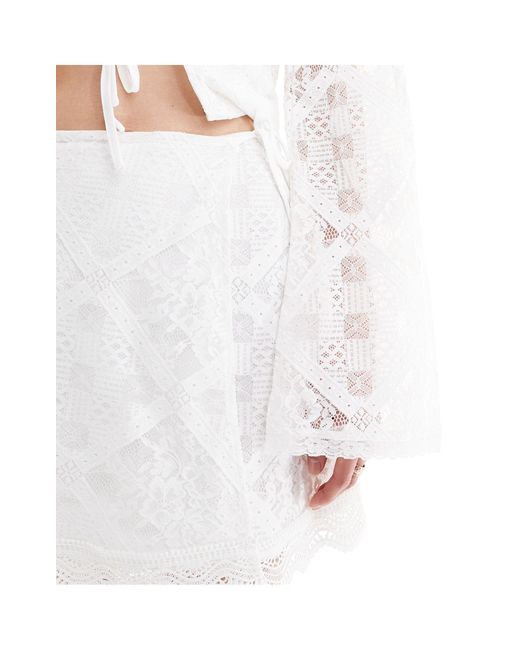 Y.A.S White Lace Tie Side Mini Skirt Co-ord
