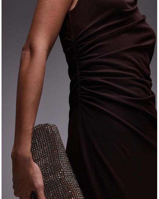 & Other Stories Gray Mesh Midi Dress With Drape Detail