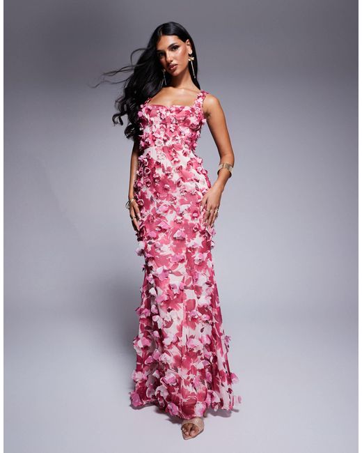 chinese dress ladies ASOS Floral Print Twist Cut Out Back Flatter Sleeves Pleated Midi Dres –  Letay Store main image 0