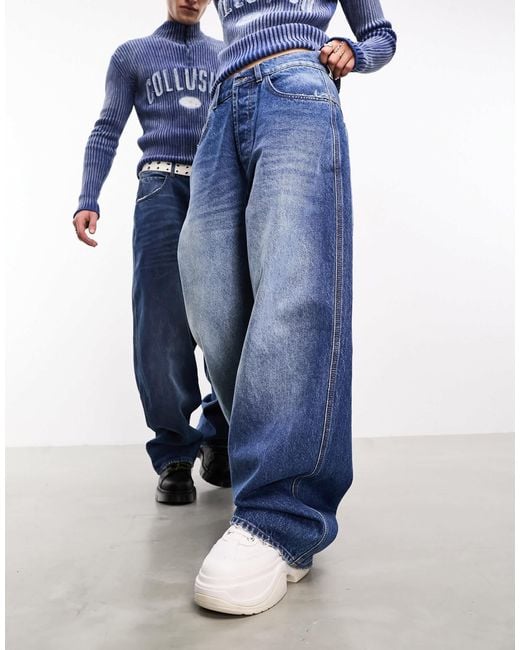 Collusion – x002 – weite jeans in Blue für Herren
