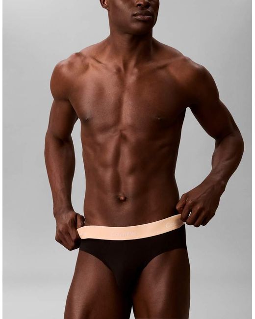 Calvin Klein Black Icon Cotton Stretch 3 Pack Hip Briefs for men