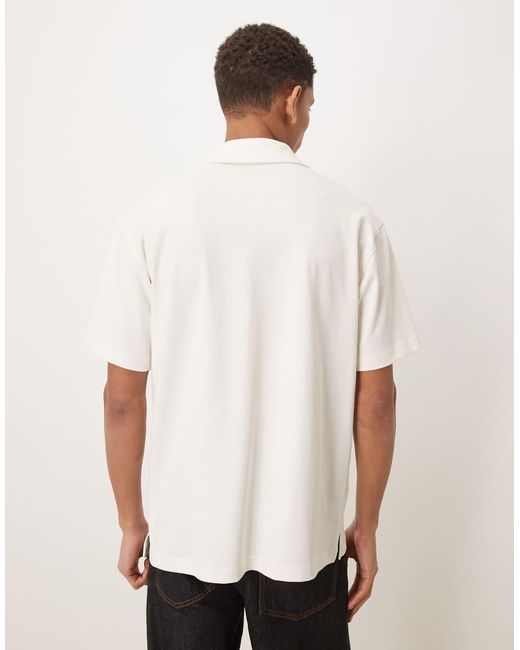 ASOS White Circular Design Collection Super Heavyweight Relaxed Polo Shirt for men