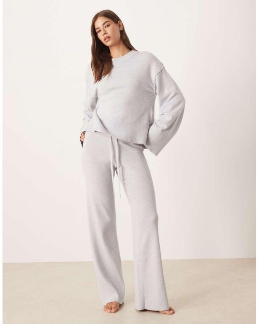 Gina Tricot White Co-ord Long Sleeve Crew Neck Fine Knit Jumper