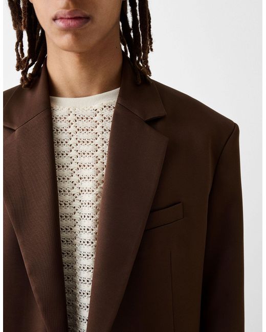 Bershka Brown Collection Tailored Relaxed Blazer for men