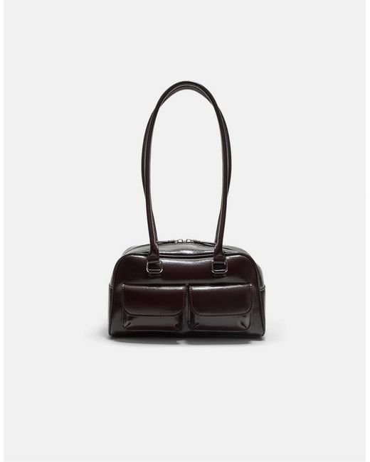 Borsa Da Spalla Con Tasche E Manici Lunghi di Stradivarius in Black