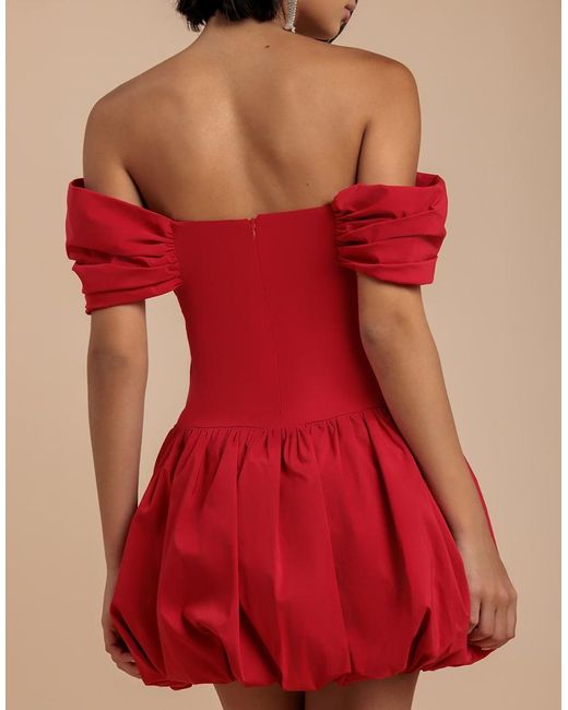Goddiva Red Bardot Babydoll Corset Mini Dress