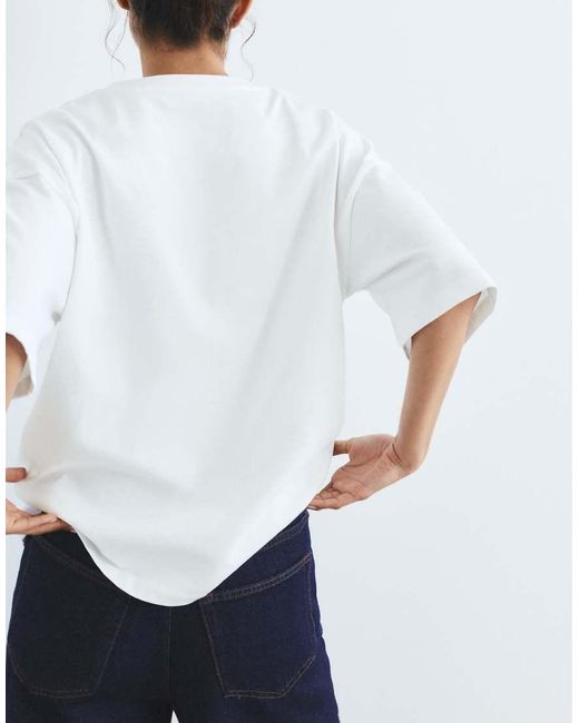 Pull&Bear White Oversize Short Sleeve T-shirt