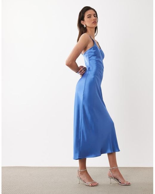 ONLY Blue V-neck Midaxi Dress