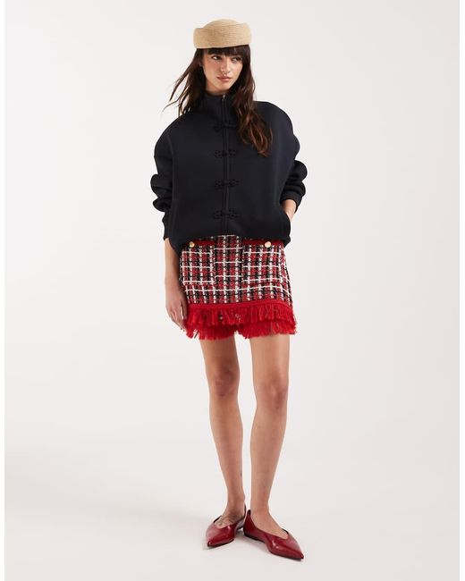 ASOS Red Knitted Tweed Skort