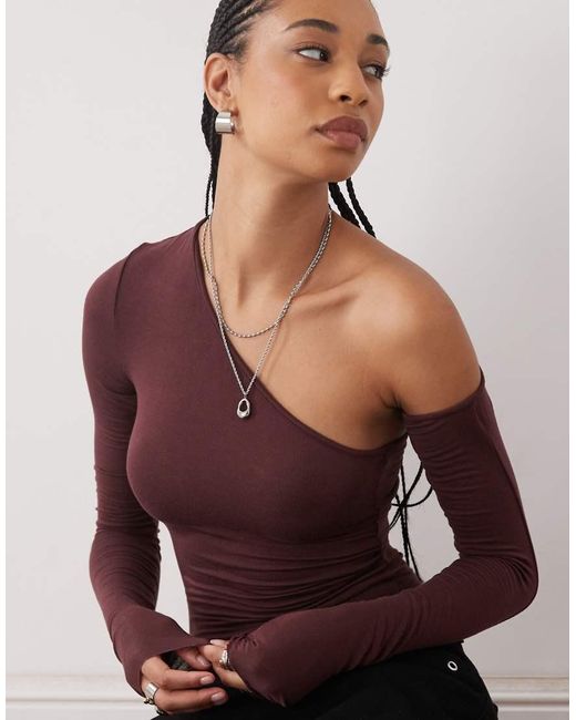Weekday Red Super Soft Long Sleeve Top With Asymmetric Cut Out Detail