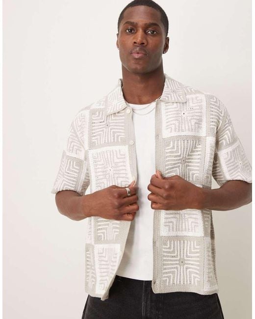 Abercrombie & Fitch Natural Crochet Knitted Tile Shirt for men
