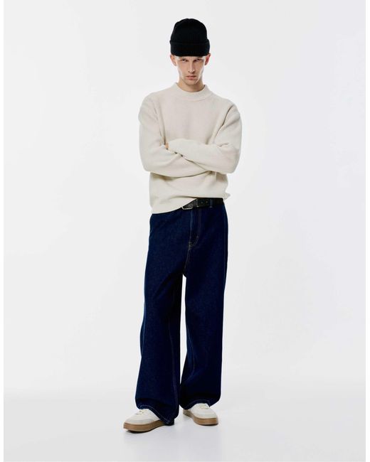 Pull en maille côtelée - cassé Pull&Bear pour homme en coloris White