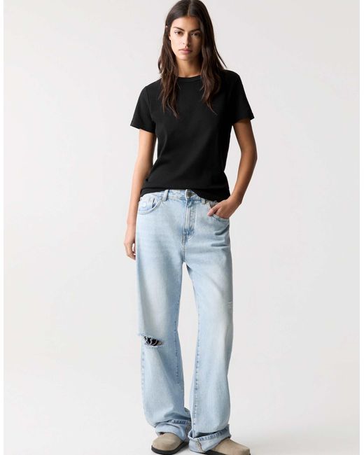 Pull&Bear Black – kurzärmliges basic-t-shirt