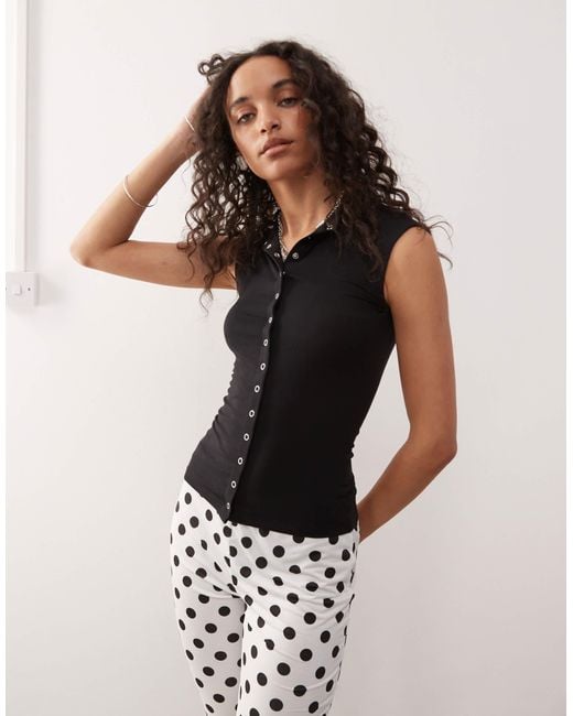 Weekday White Button Front Top