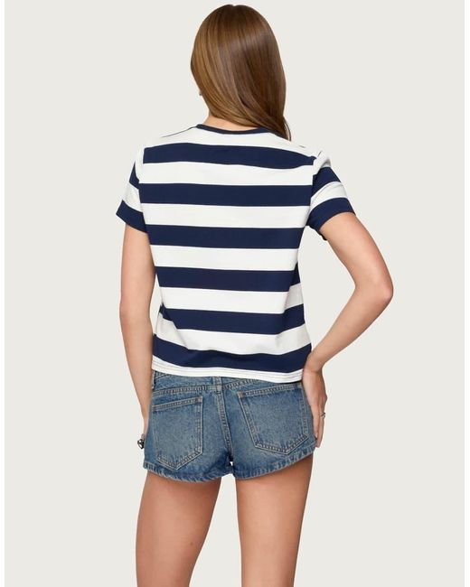 Edikted Blue Valetta Oversized Striped T Shirt