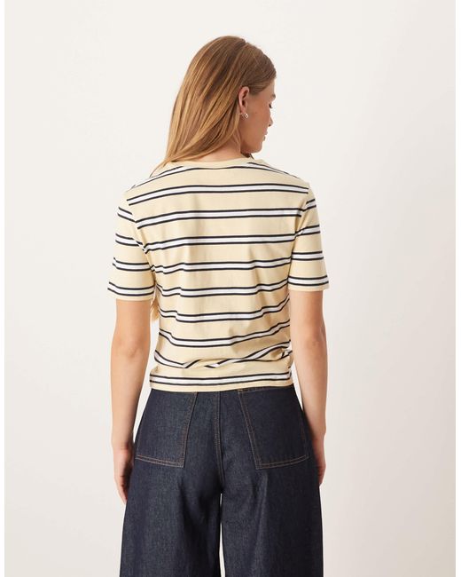 T-shirt en coton rayé - jaune/marron Mango en coloris Natural