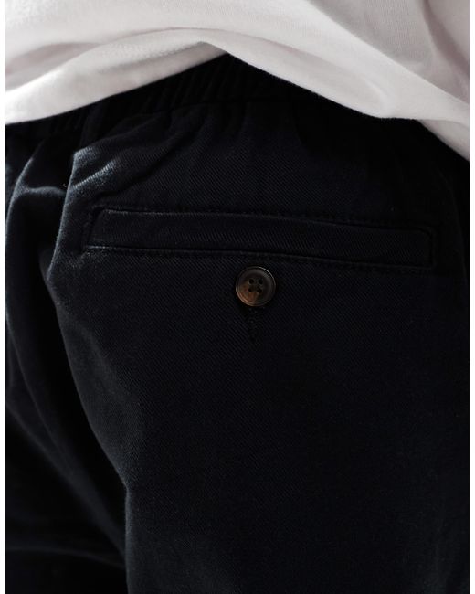 Jack & Jones Black Loose Fit Pull On Chino With Pleated Front for men