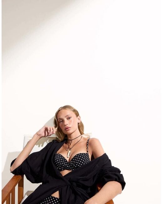 Calzedonia Black Polka Dot Push-Up Bikini Top